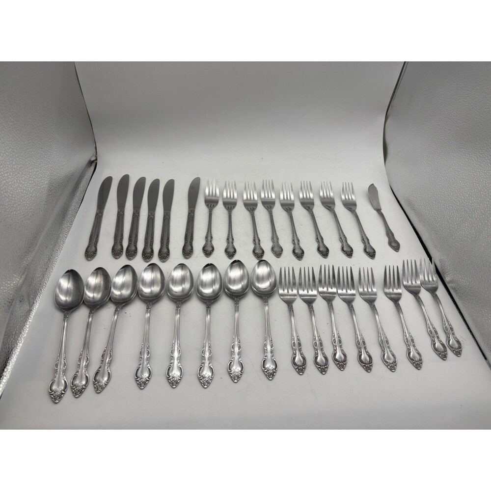 Vintage Stainless Flatware Set Japan Floral 40+ Pc Forks Spoons Knives